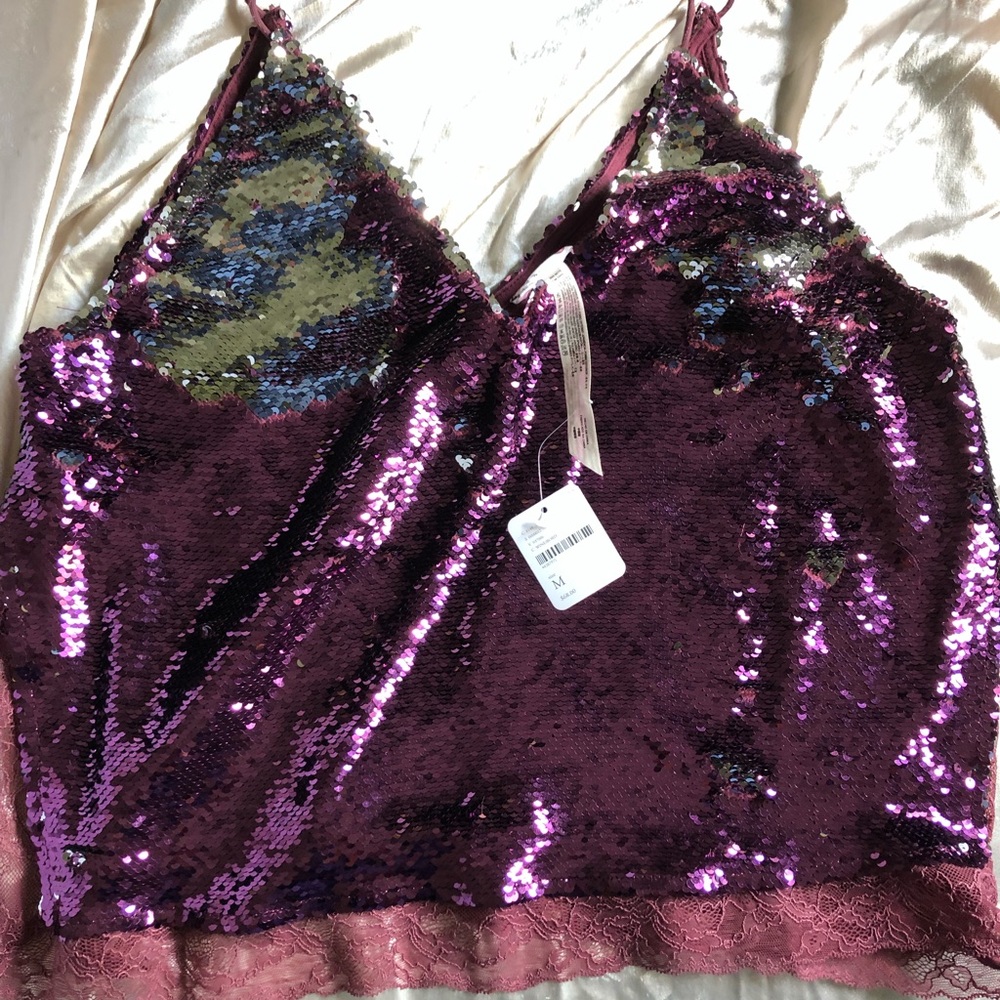 NWT Free People Sequin Top
